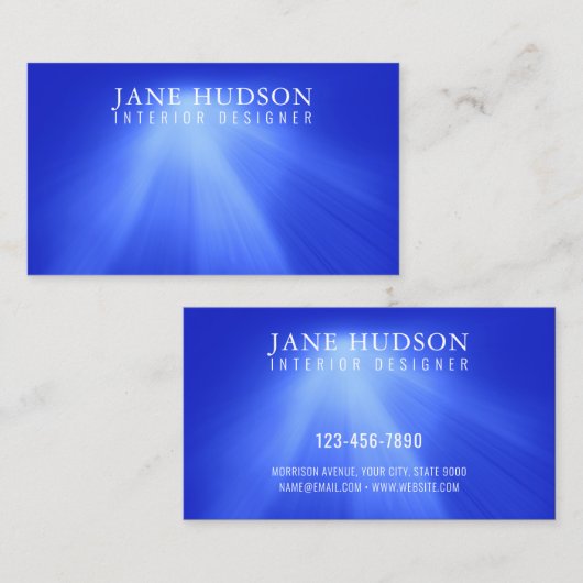 Moderne Schoon Elegant Ontwerp Blauw Licht Luxe Visitekaartje (Voorkant / Achterkant)