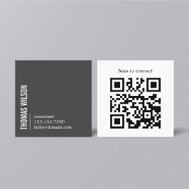 Moderne Schoon Stout Grijs Wit Consultant QR-code Vierkante Visitekaartje