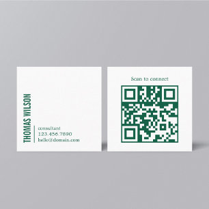 Moderne Schoon Stout Groen Wit Consultant QR-code Vierkante Visitekaartje