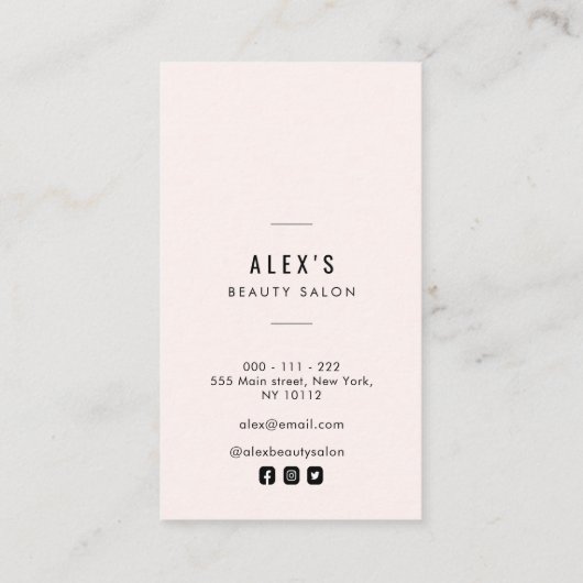 moderne schoonheid en make-upsalon visitekaartje (Achterkant)