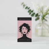 Moderne schoonheid make-up haar nagels blush roze  visitekaartje (Staand voorkant)