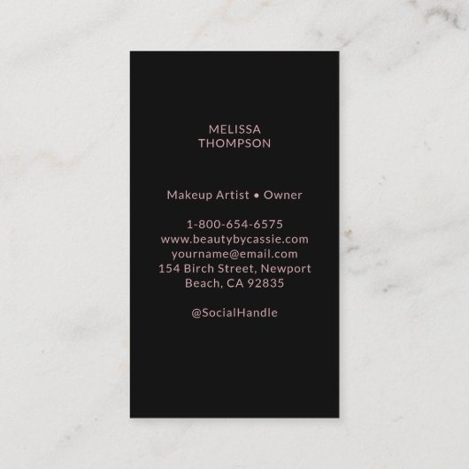 Moderne schoonheid make-up haar nagels blush roze  visitekaartje (Achterkant)