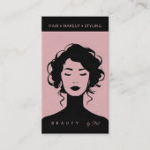 Moderne schoonheid make-up haar nagels blush roze  visitekaartje (Voorkant)