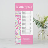 Moderne schoonheid make-up vloeibaar patroon roze menu (Staand voorkant)