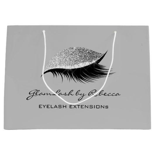 Moderne schoonheid make-up wimpers glitter zilver groot cadeauzakje (Voorkant)