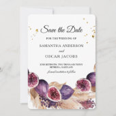Moderne Schoonheid Paarse Vijgen & Pampas & Gouden Save The Date (Voorkant)
