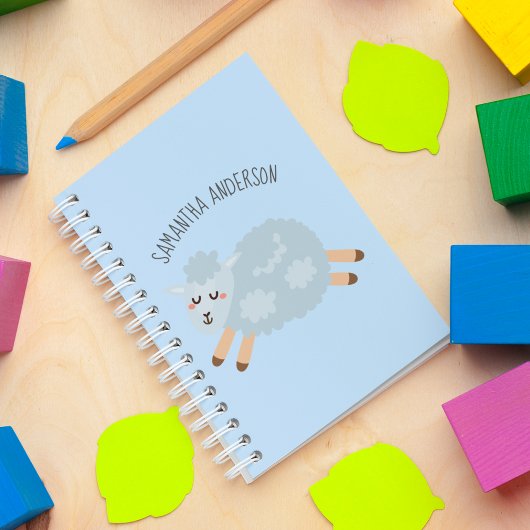 Moderne Schoonheid Pastel Blauwe Schaap En Kid Naa Notitieboek