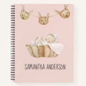 Moderne Schoonheid Pastel Roze Kindernaam Notitieboek (Voorkant)