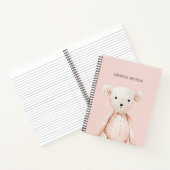 Moderne Schoonheid Pastel Roze Teddibeer Met Naam Notitieboek (Binnen)