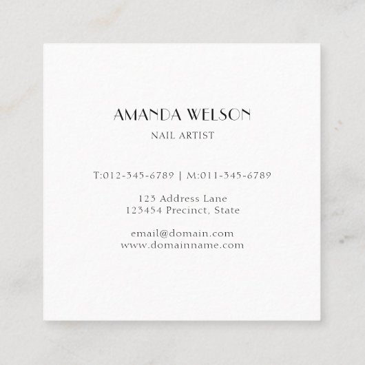 Moderne schoonheids Logo nagels Eyelashes Brows Vierkante Visitekaartje (Achterkant)