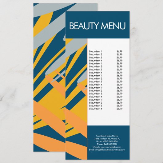 Moderne schoonheidsmake-up Tropisch patroonmenu Menu (Voorkant / Achterkant)