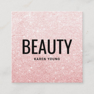 Moderne schoonheidssalon chique blush roze glitter vierkante visitekaartje