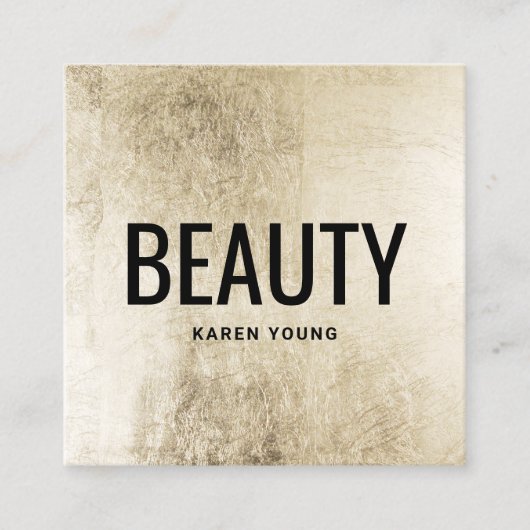 Moderne schoonheidssalon chique gouden folie make- vierkante visitekaartje (Voorkant)