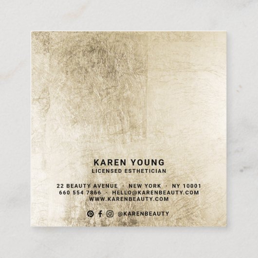Moderne schoonheidssalon chique gouden folie make- vierkante visitekaartje (Achterkant)