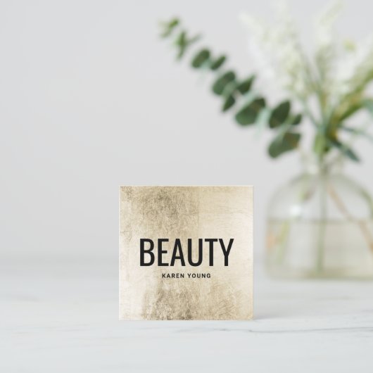 Moderne schoonheidssalon chique gouden folie make- vierkante visitekaartje (Staand voorkant)