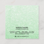 Moderne schoonheidssalon chique mint groene glitte vierkante visitekaartje (Achterkant)
