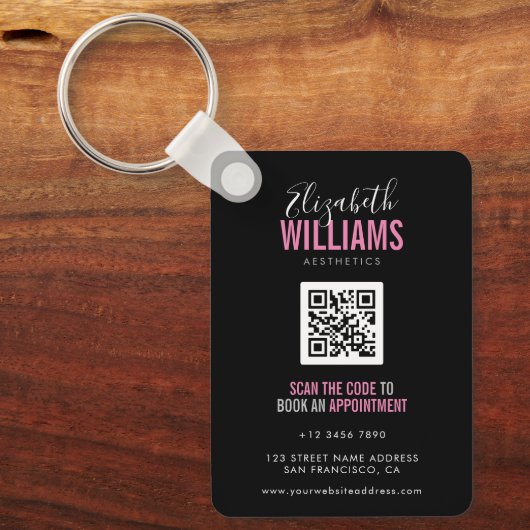 Moderne Schoonheidssalon QR Code Loyalty Bedrijfsk Sleutelhanger (Voorkant)