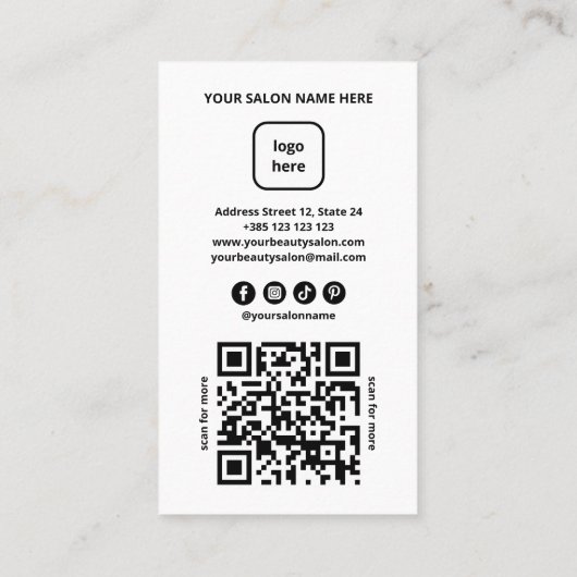 Moderne schoonheidssalon QR Code Loyalty Kaart (Achterkant)