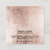 Moderne schoonheidssalon roos gouden folie make-up vierkante visitekaartje (Achterkant)