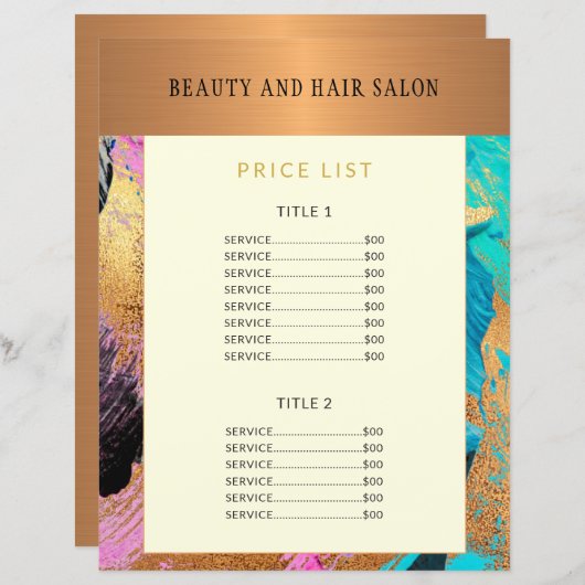 Moderne schoonheidssalon service menu promotionele (Voorkant / Achterkant)