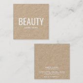 Moderne schoonheidssalon trendy rustieke kraft mak vierkante visitekaartje (Voorkant / Achterkant)