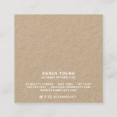 Moderne schoonheidssalon trendy rustieke kraft mak vierkante visitekaartje (Achterkant)