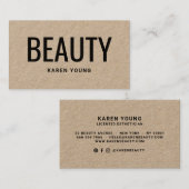 Moderne schoonheidssalon trendy rustieke kraft mak visitekaartje (Voorkant / Achterkant)
