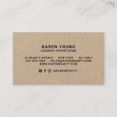 Moderne schoonheidssalon trendy rustieke kraft mak visitekaartje (Achterkant)