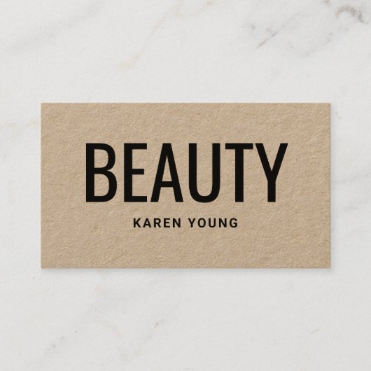 Moderne schoonheidssalon trendy rustieke kraft mak visitekaartje (Voorkant)