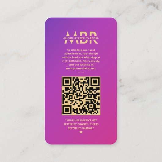 Moderne schoonheidsspecialiste esthetisch roze gou visitekaartje (Achterkant)