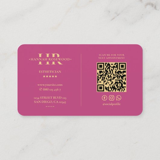 Moderne schoonheidsspecialiste monogram estheticus visitekaartje (Achterkant)