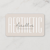 Moderne schoonheidstyliste esthetische Sand Beige Visitekaartje (Voorkant)