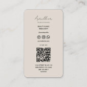 Moderne schoonheidstyliste esthetische Sand Beige Visitekaartje (Achterkant)