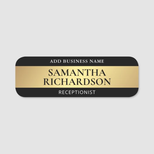 Moderne Schoonheidswinkel Salon Zwart & Goud Medew Naamplaatje (Voorkant)
