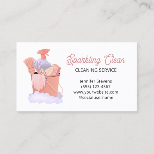 Moderne schoonmaakbenodigdheden schoonmaakservice  visitekaartje (Voorkant)