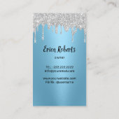 Moderne Schoonmaakdienst Silver Drips Maid Blue Visitekaartje (Achterkant)