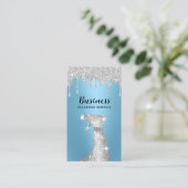 Moderne Schoonmaakdienst Silver Drips Maid Blue Visitekaartje (Staand voorkant)