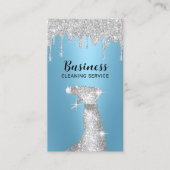 Moderne Schoonmaakdienst Silver Drips Maid Blue Visitekaartje (Voorkant)