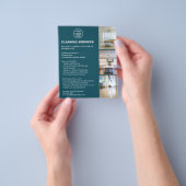 Moderne Schoonmaakdiensten Foto Logo Teal Flyer (Hand)
