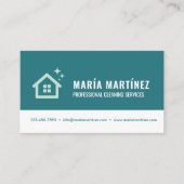 Moderne schoonmaakdiensten Logo Blauwgroen Profess Visitekaartje (Voorkant)