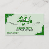 Moderne schoonmaakdiensten Logo Schattig Trendy Gr Visitekaartje (Voorkant)