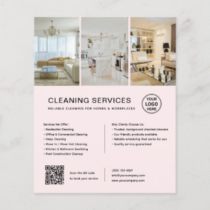Moderne Schoonmaakdiensten QR Roze Zakelijk Flyer