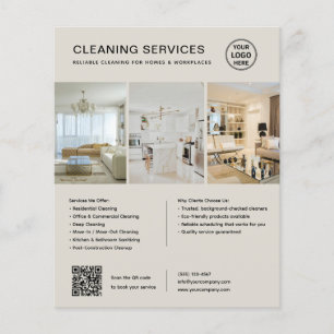 Moderne Schoonmaakdiensten QR Zakelijk Flyer