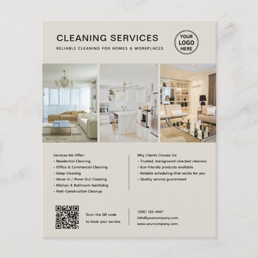Moderne Schoonmaakdiensten QR Zakelijk Flyer (Voorkant)