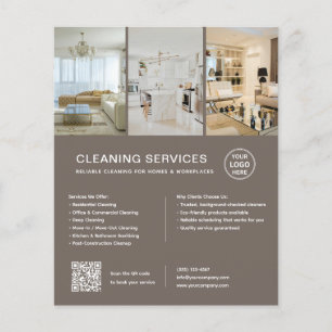 Moderne Schoonmaakdiensten Taupe QR Zakelijk Flyer