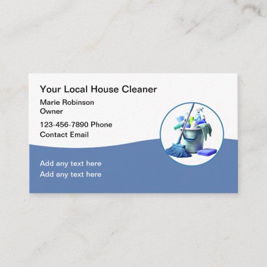 Moderne schoonmaakdiensten voor huizen visitekaartje (Voorkant)
