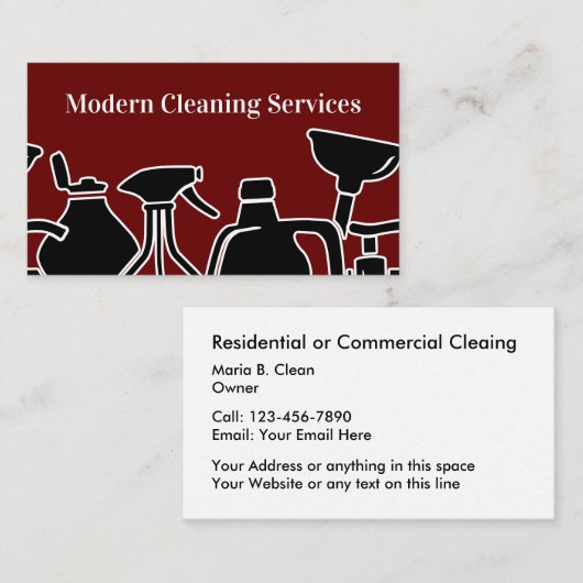 Moderne schoonmaakdiensten voor thuis Kantoor Visitekaartje (Voorkant / Achterkant)
