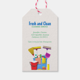 Moderne schoonmaakemmer huishoudservice cadeaulabel