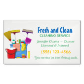 Moderne schoonmaakemmer huishoudservice magnetisch visitekaartje (Voorkant)