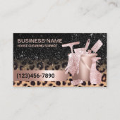 Moderne schoonmaakluipaard en Roos Gold Glitter Visitekaartje (Voorkant)